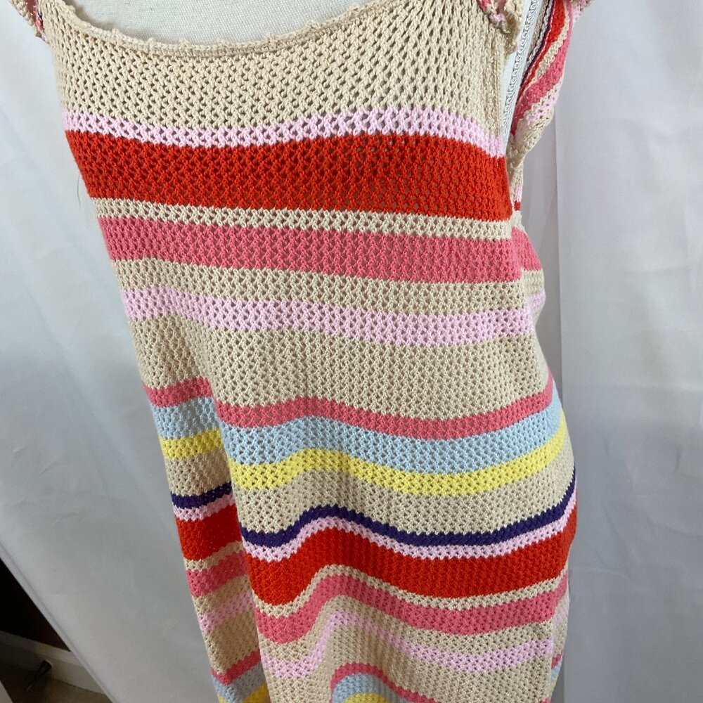 Rails Semi-Open Weave June Tan Multi-Stripe Dress… - image 6